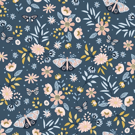 Manhattan Comfort Kennedy Zev Blue Butterfly 33 ft L X 209 in W Wallpaper BR4060-58101